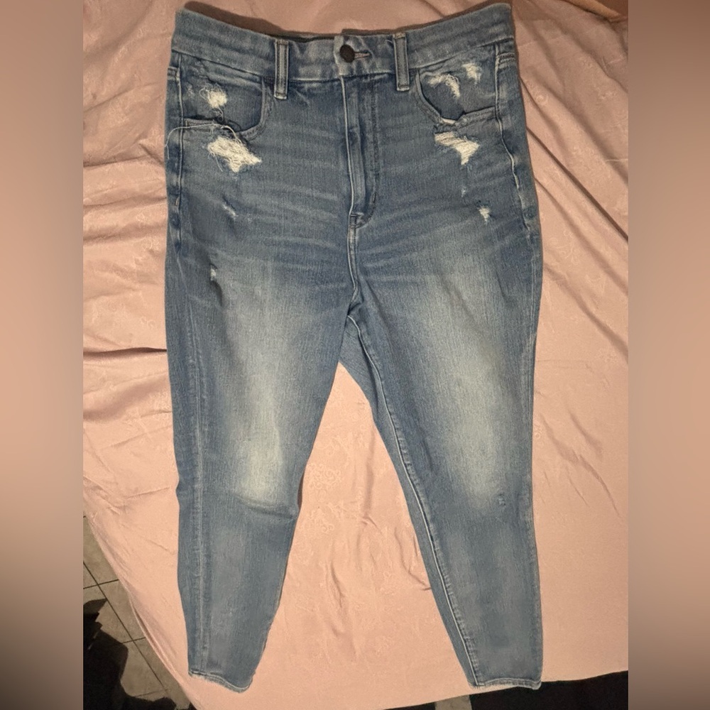 American Eagle Outfitters Blue Skinny Jeans Distressed Style